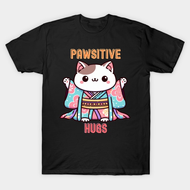 Japanese cat Positive vibes T-Shirt by Japanese Fever